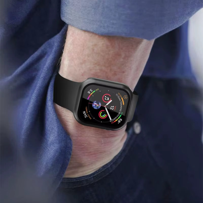 Glass+Cover for Apple Watch Case 9 8 7 6 SE 5 Iwatch Accessorie Screen Protector Apple Watch Serie 44Mm 40Mm 41Mm 45Mm 42Mm 38Mm